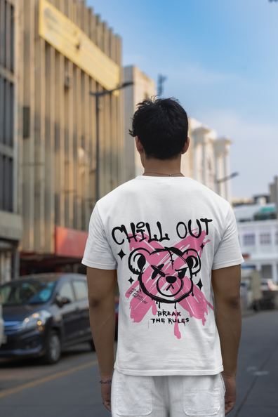 Chill Out Teddy Back Print T-Shirt